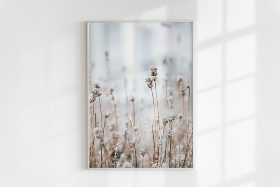 Neutral Floral Prints Beige Botanical Minimalist Modern Artwork Farmhouse Country Bathroom Wall Art Office Decor