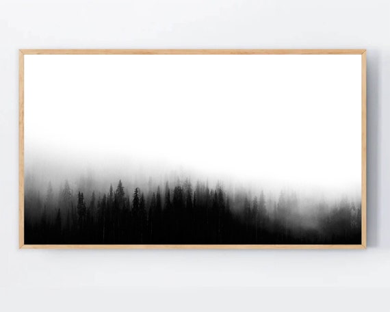 Minimal Trees Samsung Frame Tv Art Black And White Winter Photography Nordic Decor Instant