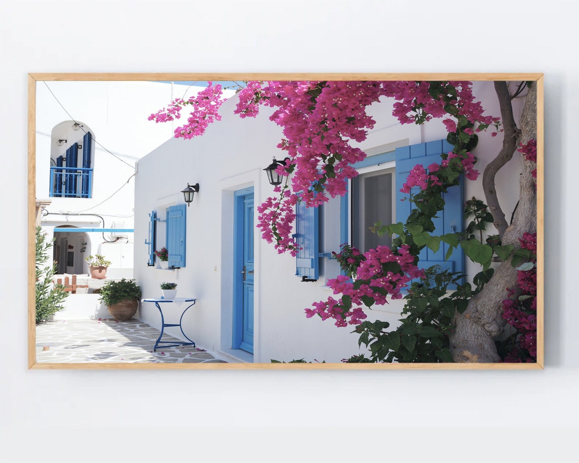Greek Island House Bougainvillea Summer Mediterranean Poster