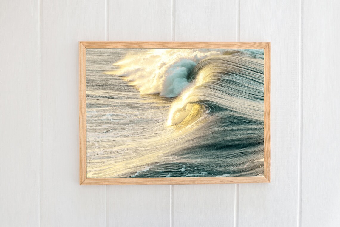 Ocean Waves Green Water Coastal Surf Art Print