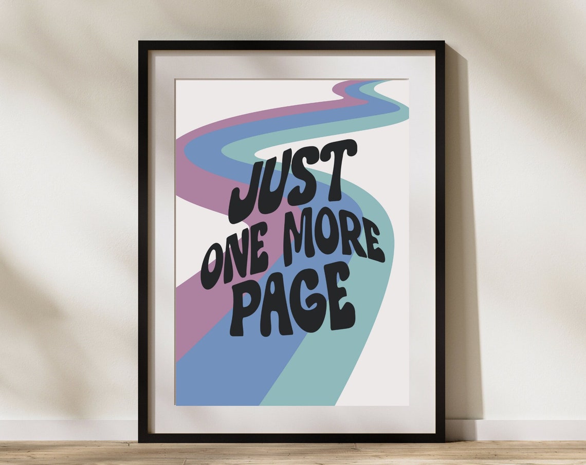 Just One More Page Retro Groovy Rainbow Classroom Reading Quote Poster - Image 3