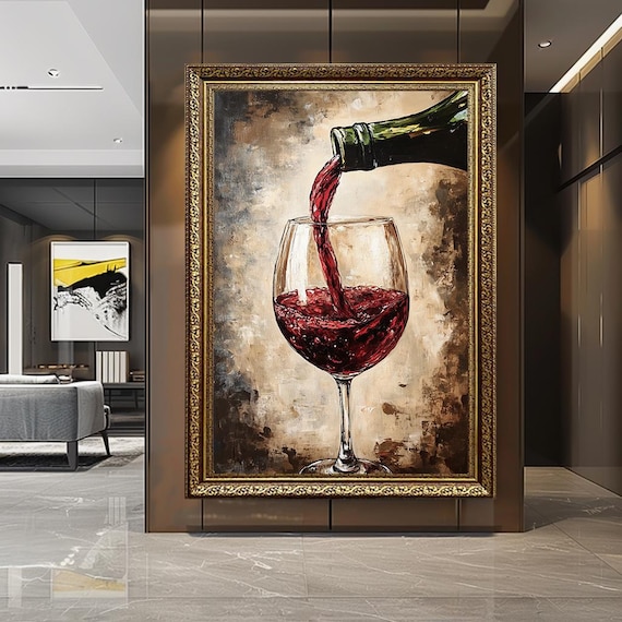 Red Wine Pour into Glass Classic Still Life Oil Painting Print
