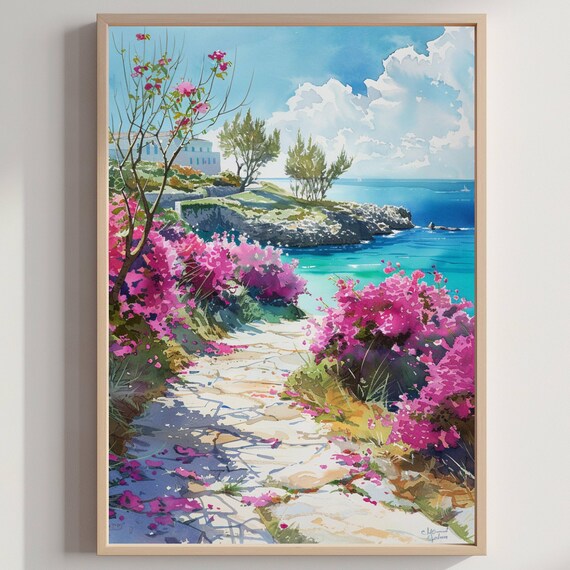 Bermuda Caribbean Watercolor Art Print Travel Poster