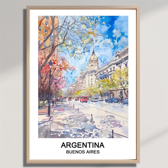 Buenos Aires Watercolor Poster Argentina Travel Art Print