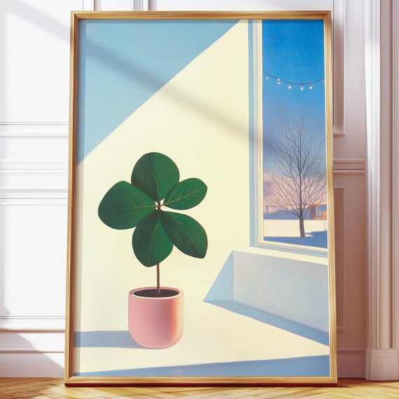 Minimalist Scandinavian Plant Wall Art Simple Potted Greenery Poster For Calm Interiors And Modern Home Decor