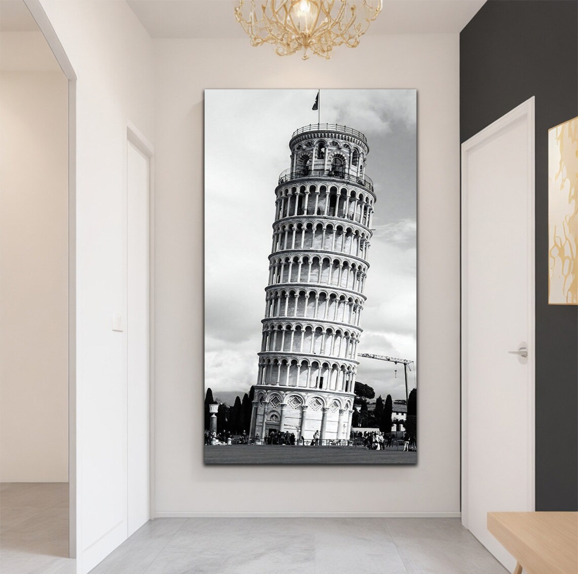 Pisa Italy Leaning Tower Black And White Photography Travel Poster - Image 3