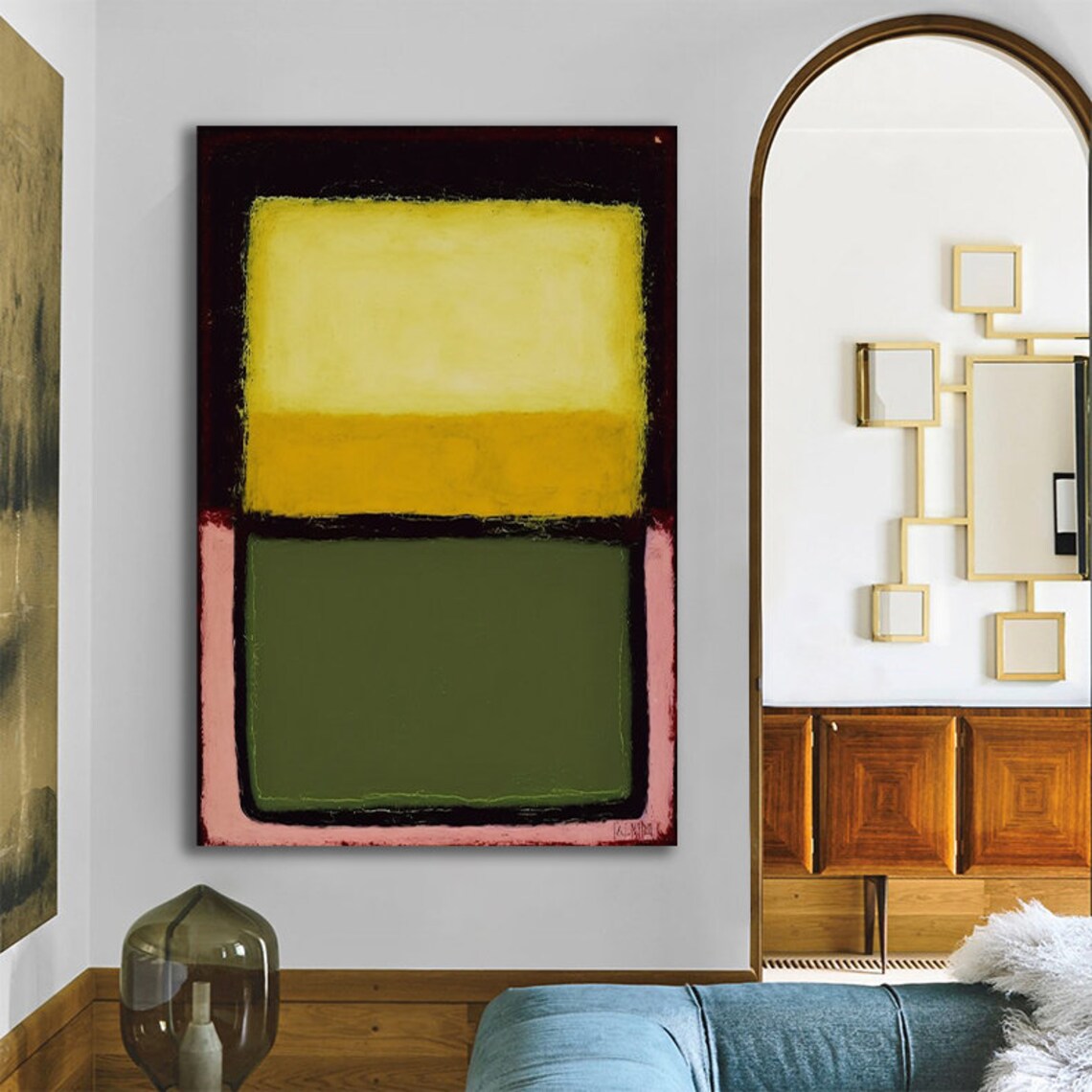 Yellow Olive Green Color Field Abstract Rothko Style Wall Poster