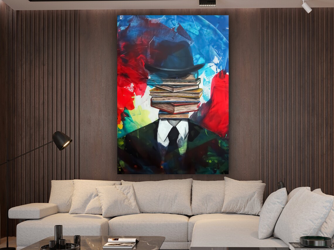 Information Ring Business Man and Books Abstract Painting - Image 2