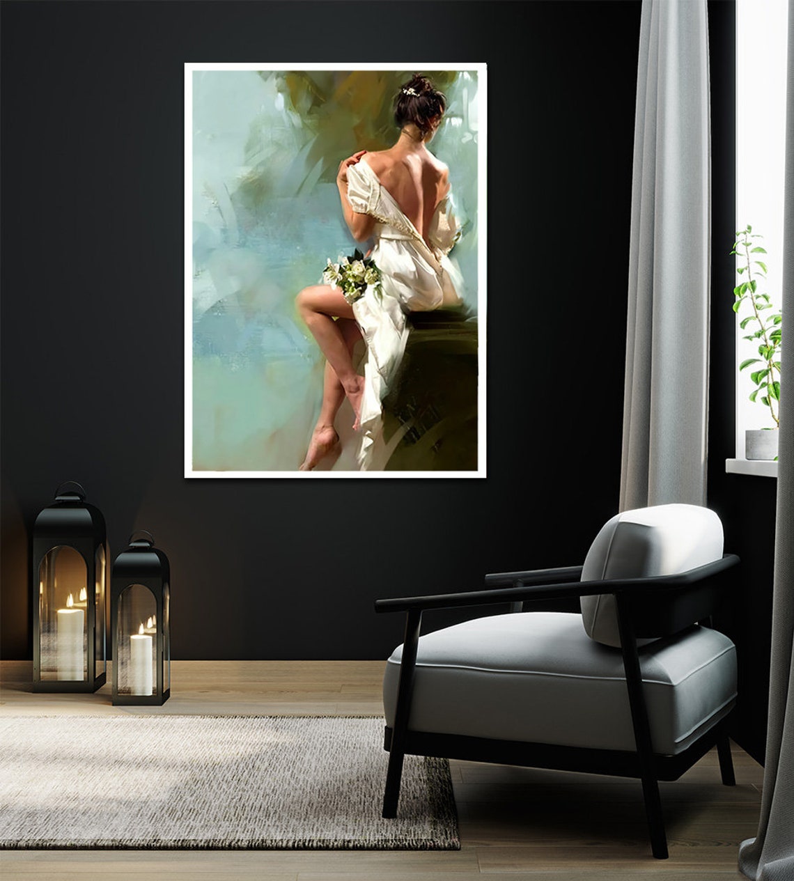 Flower Woman Print Print Painting Sexy Woman Wall Art Nude Woman Poster Silhouette Woman Art - Image 3