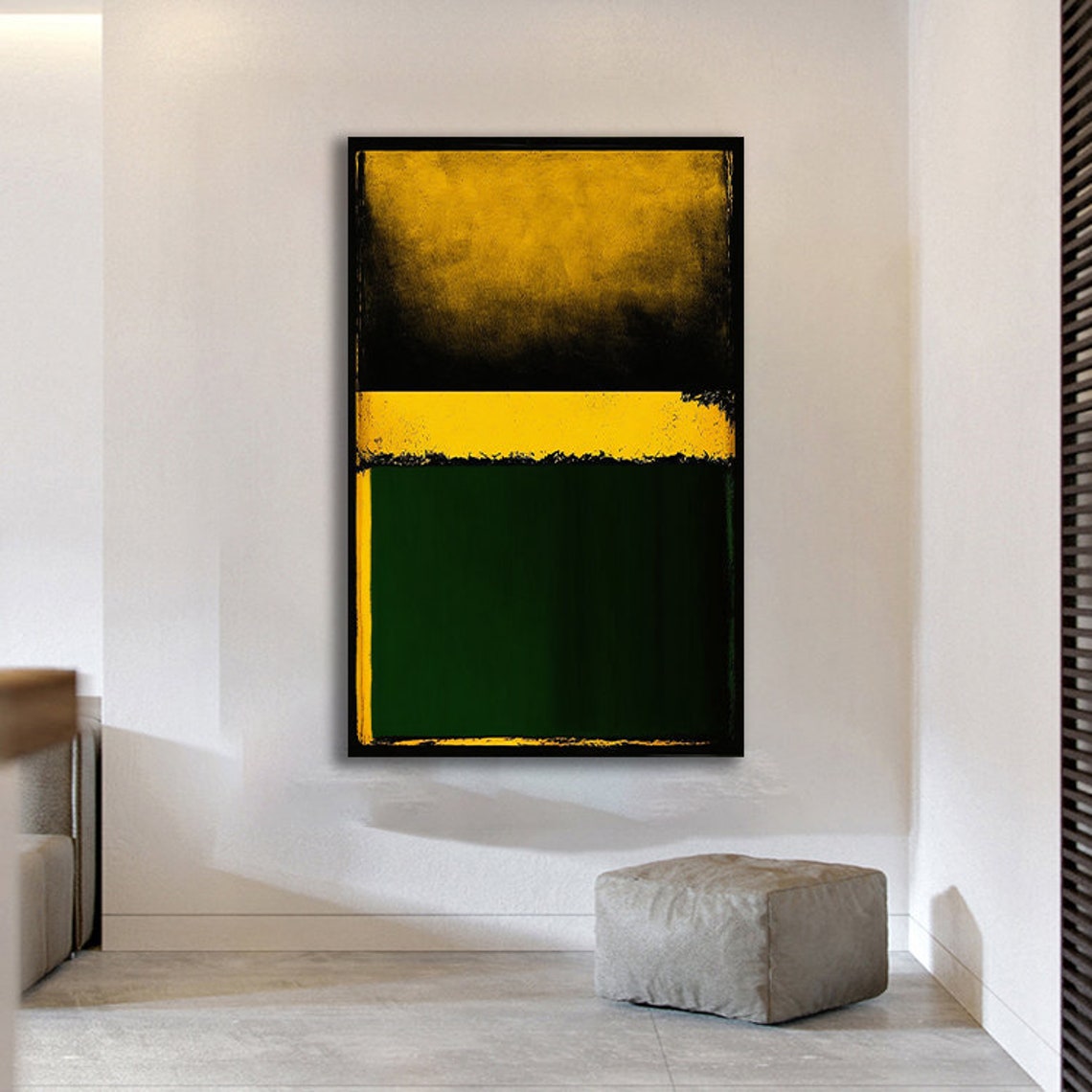 Textured Gold Black Forest Green Abstract Rothko Style Poster - Image 2