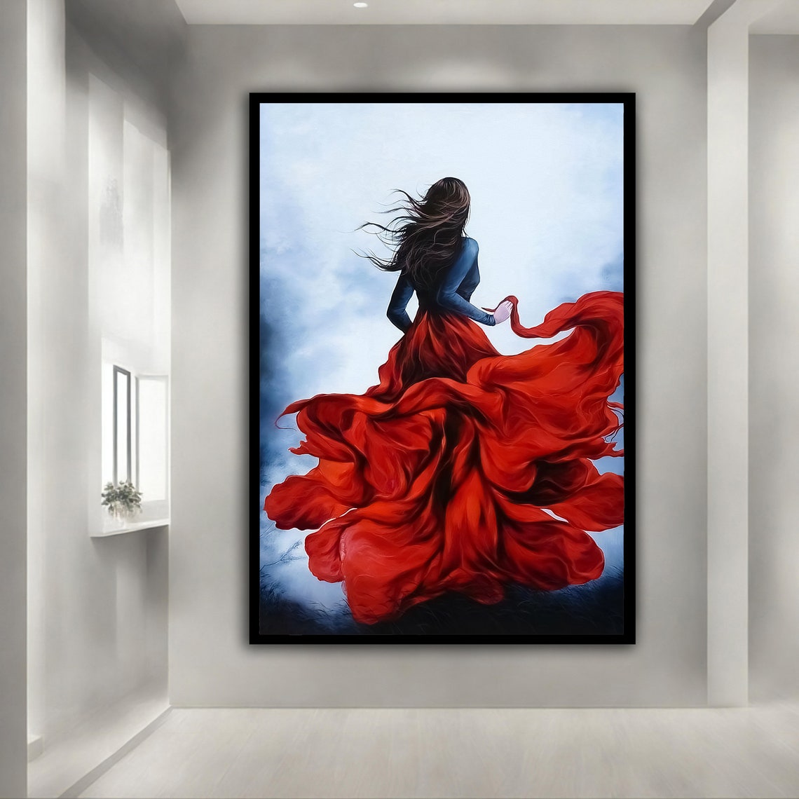Woman In Red Dress Beautiful Woman Art Girl In Red Dress Art Woman Wall Print Woman Wall Art - Image 3