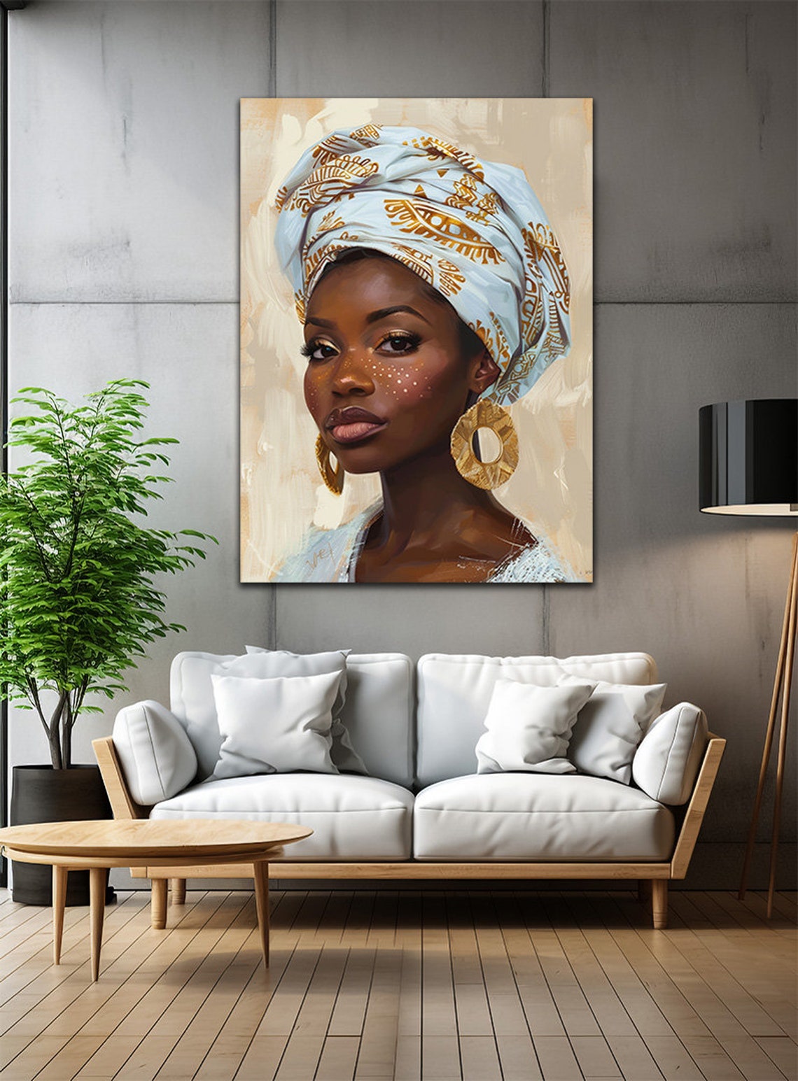 African Woman Portrait Colorful Face Abstract Art Woman Portrait Painting On Framed Woman Art - Image 3