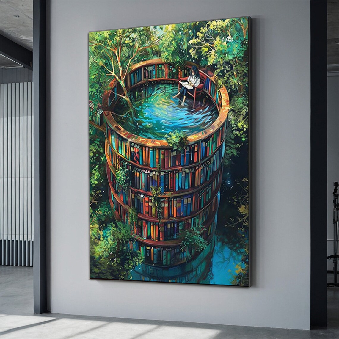 Surreal Library Art Print, Home Library Decor