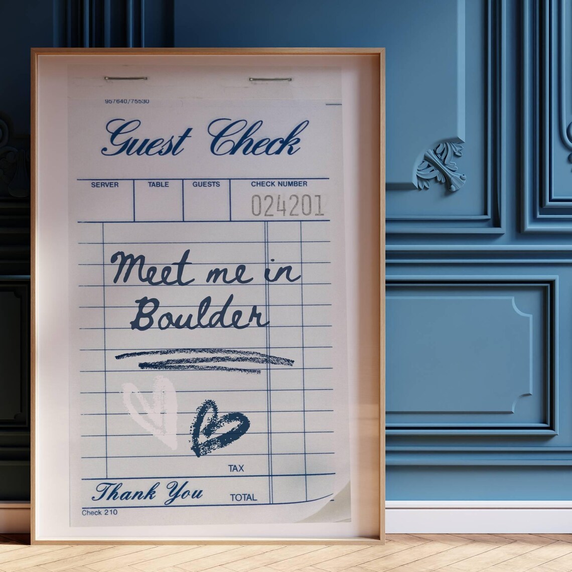 Meet Me In Boulder Guest Check Note Retro Preppy Dorm Room Poster