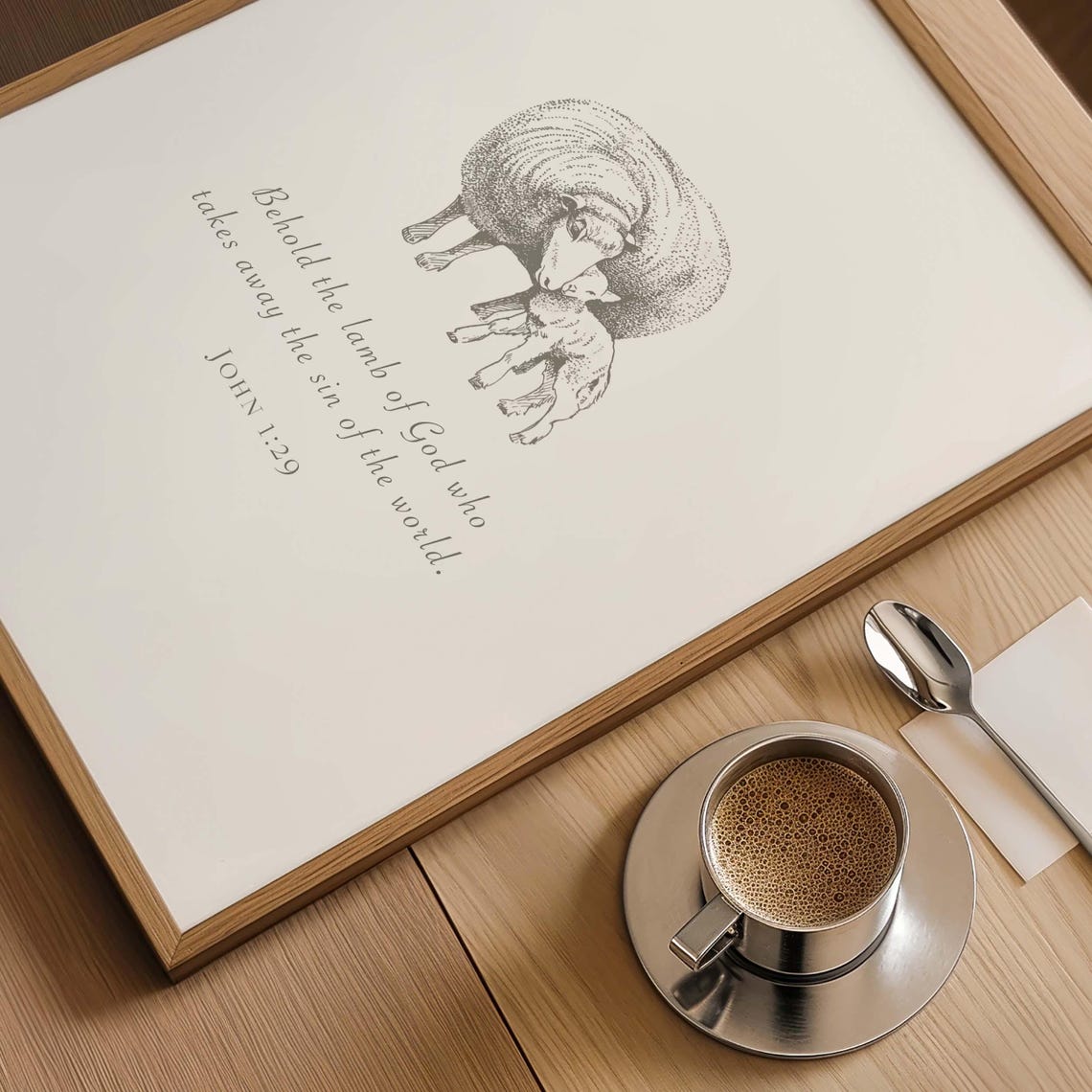 John 1:29 Behold the Lamb of God Sheep Lamb Sketch Scripture Poster - Image 3