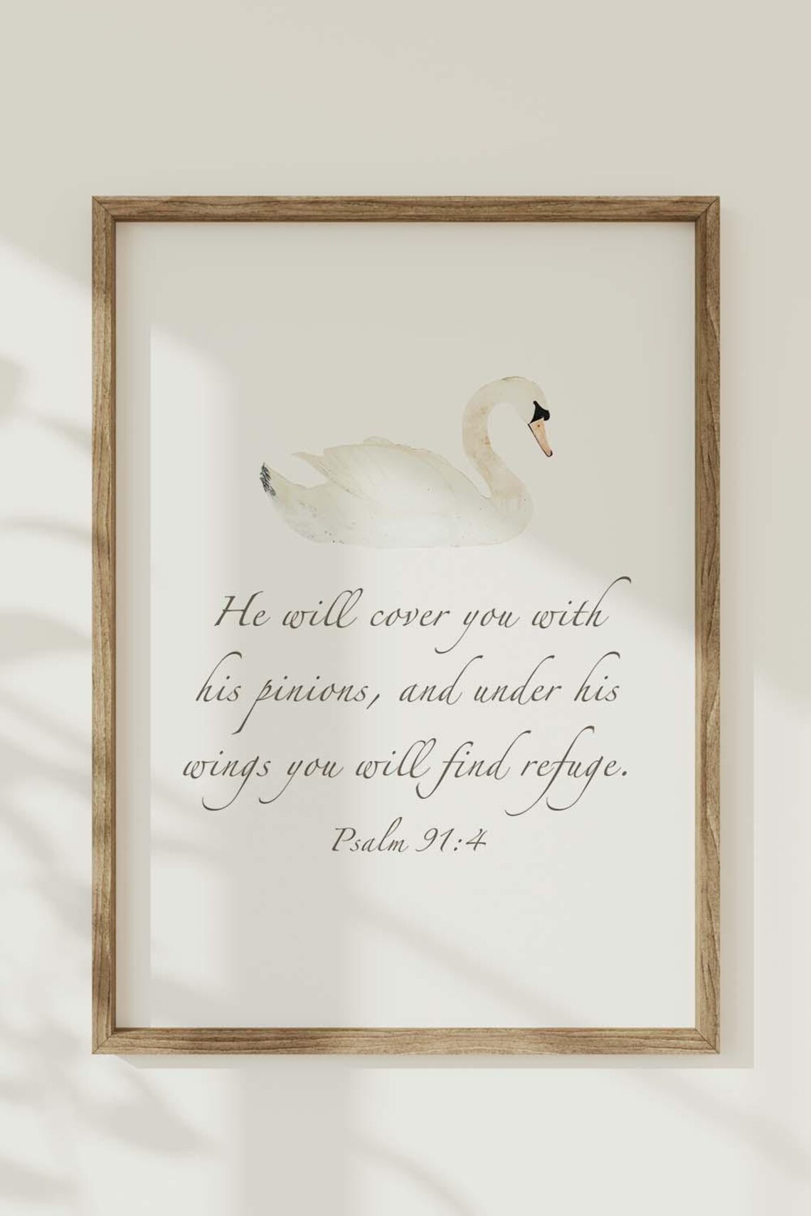 Psalm 91:4 Under His Wings You Will Find Refuge Swan Watercolor Poster - Image 4