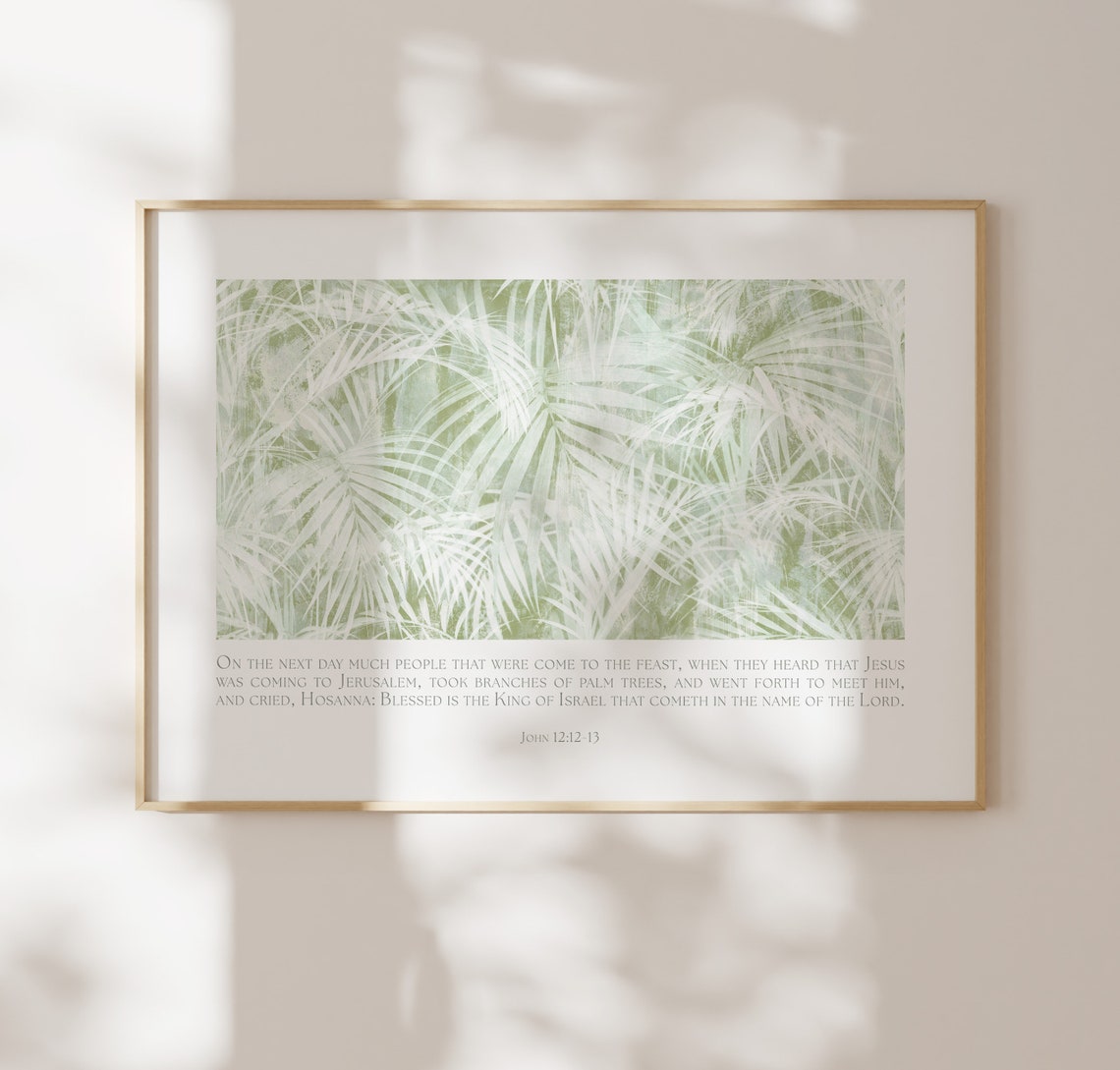 John 12:12-13 Hosanna Palm Branches Horizontal Scripture Wall Poster