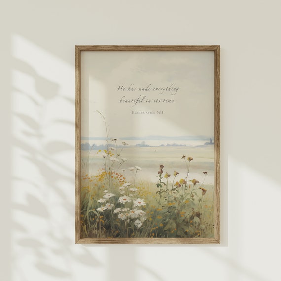 Ecclesiastes 3:11 Wildflower Farmhouse Floral Art Print