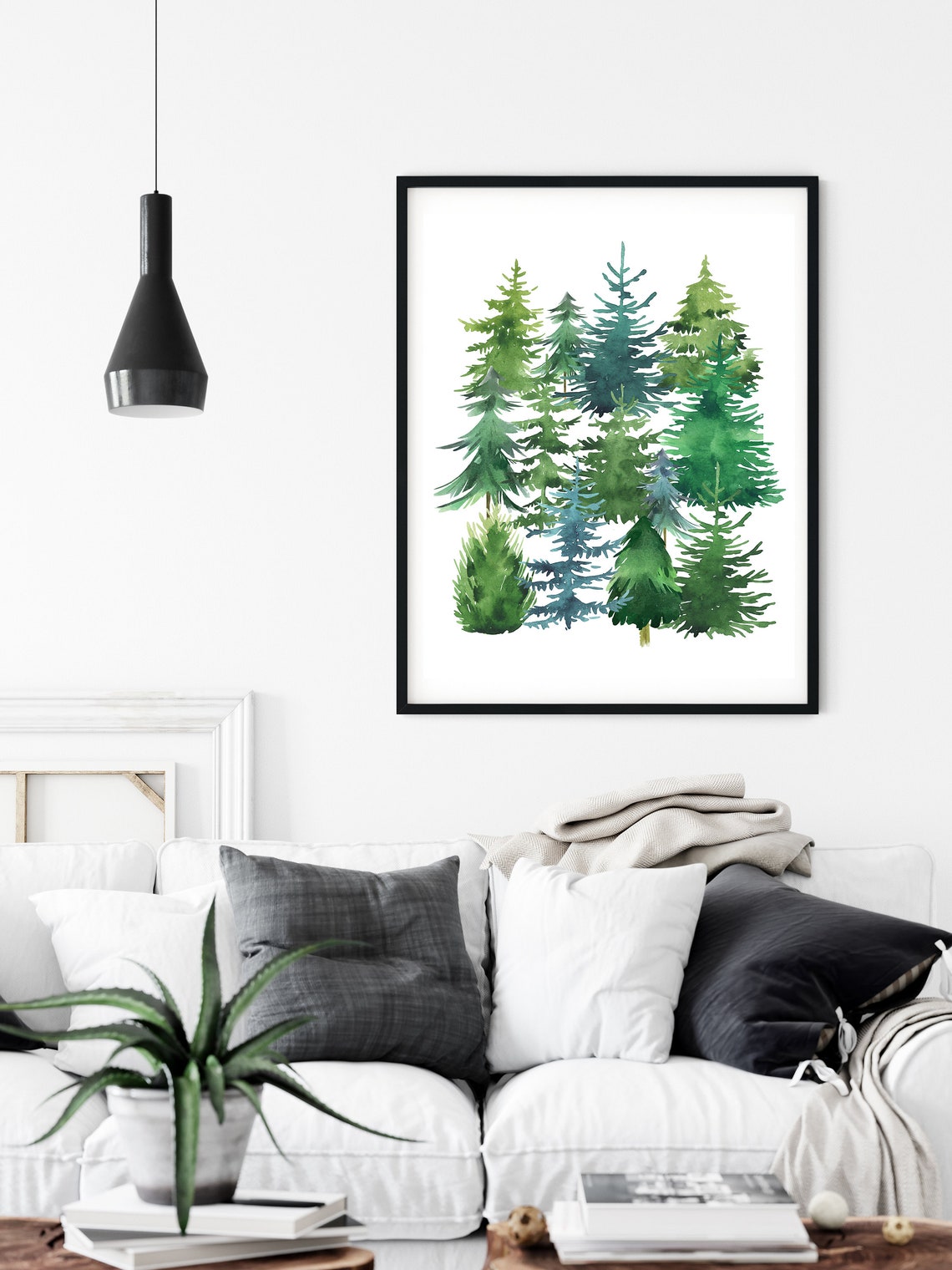 Watercolor Evergreen Pine Trees Forest Minimalist Nature Poster - Image 2