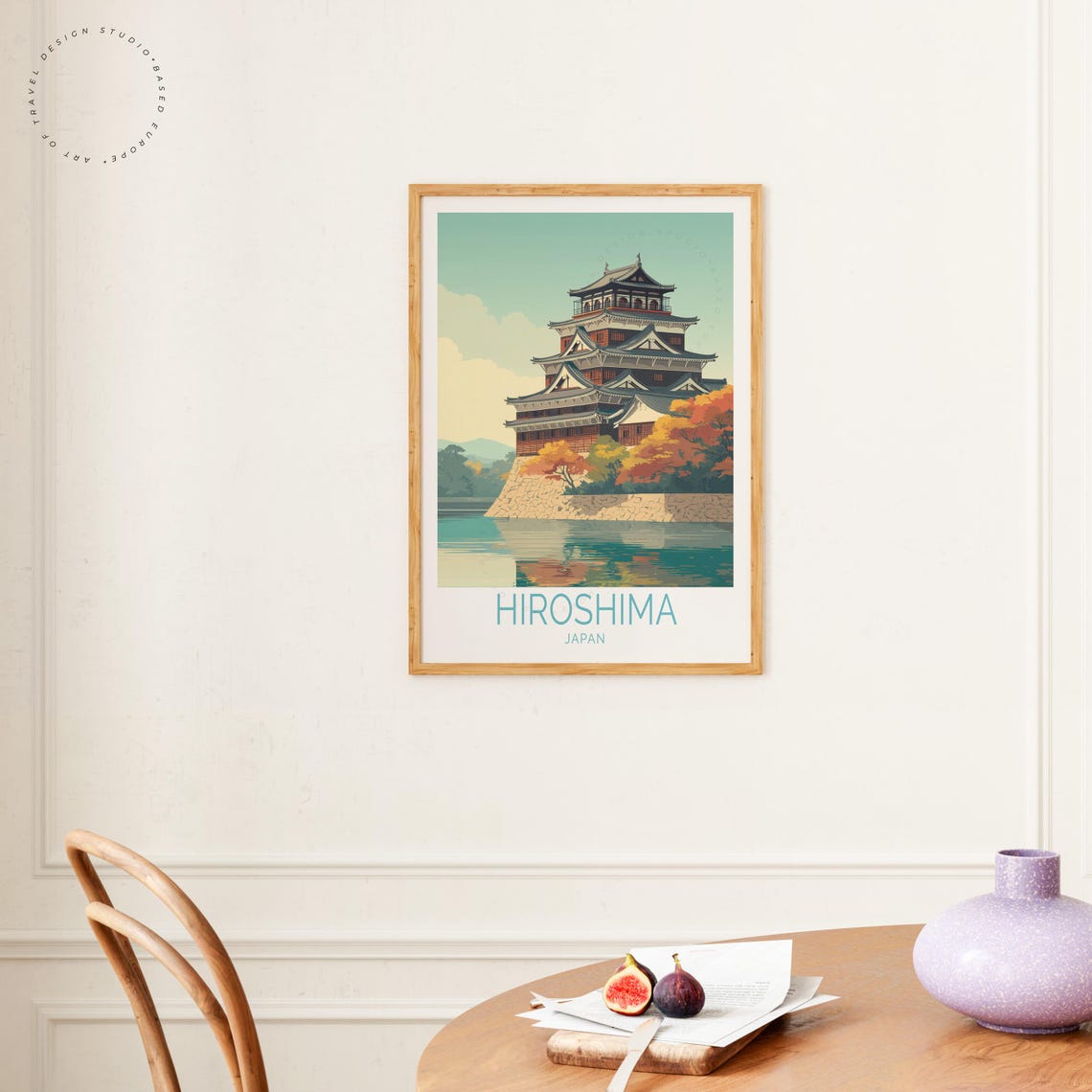 Hiroshima Japan Castle Autumn Moat Reflection Scenic Travel Poster - Image 4