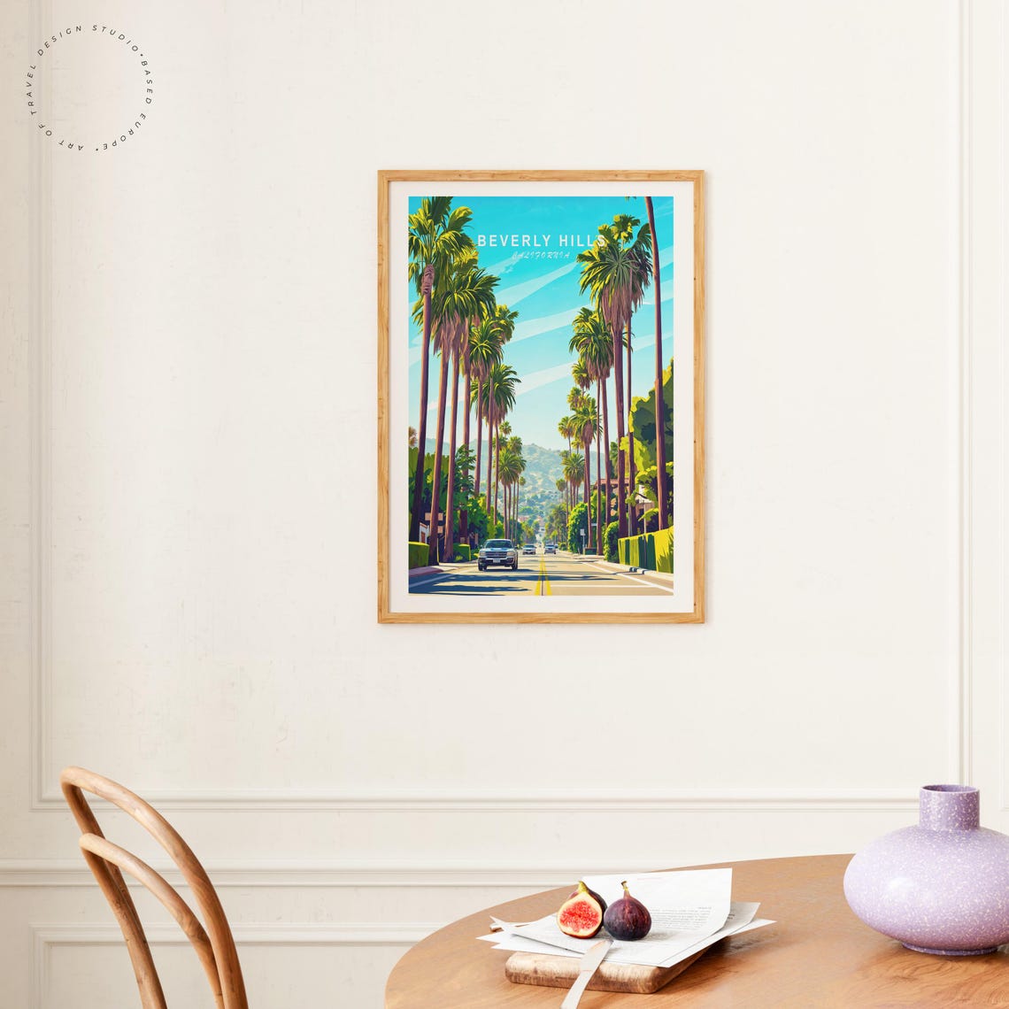 Beverly Hills California Palm Tree Lined Avenue City Travel Poster - Image 4