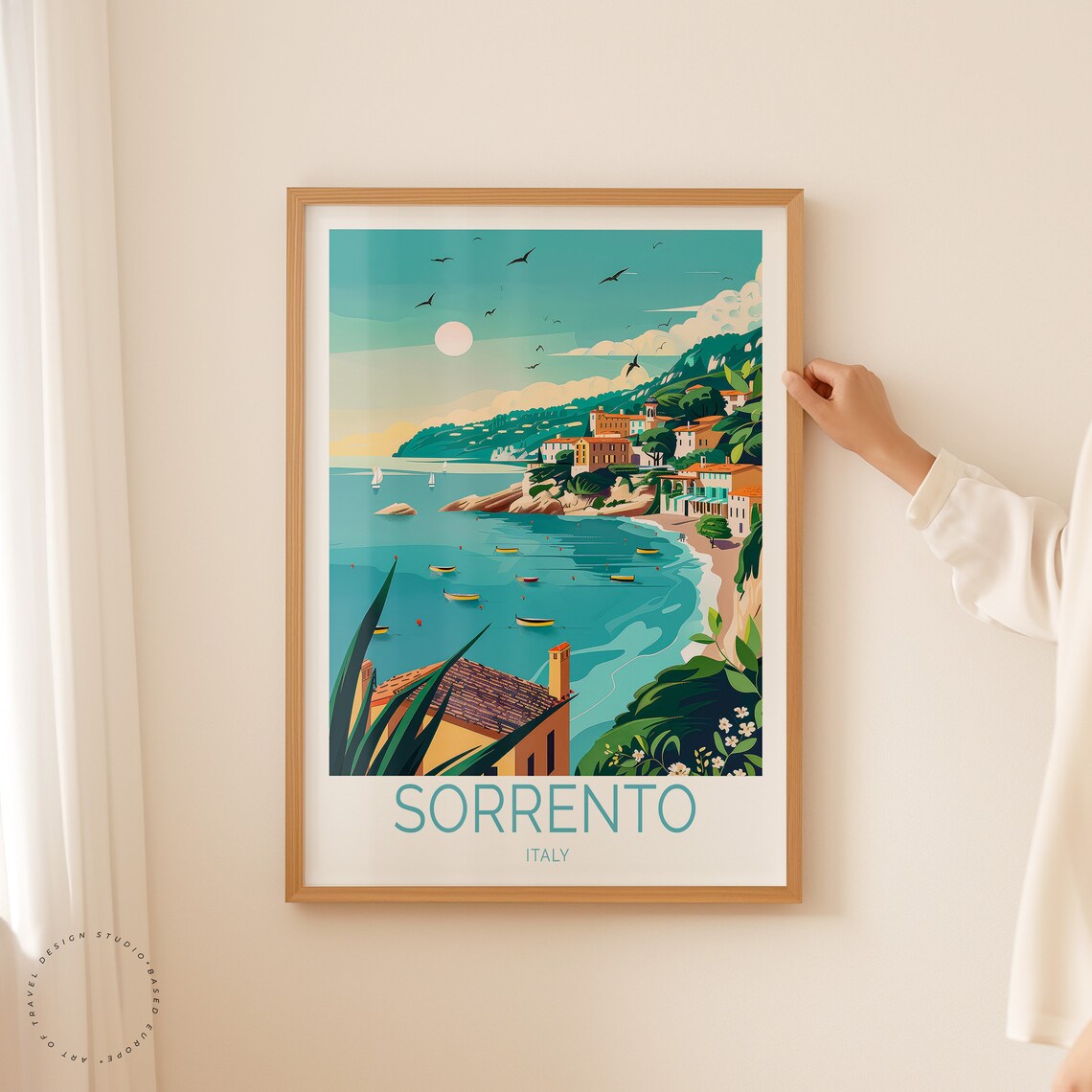 Sorrento Italy Amalfi Coast Town Boats Vintage Travel Poster - Image 2