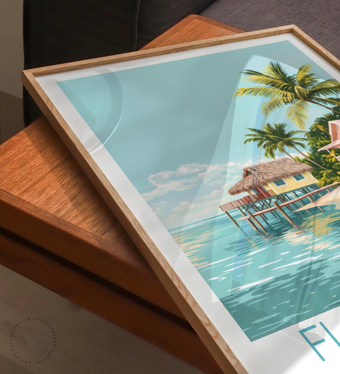 Florida Keys Thatched Stilt Hut Turquoise Water Beach Cottage Poster - Image 6