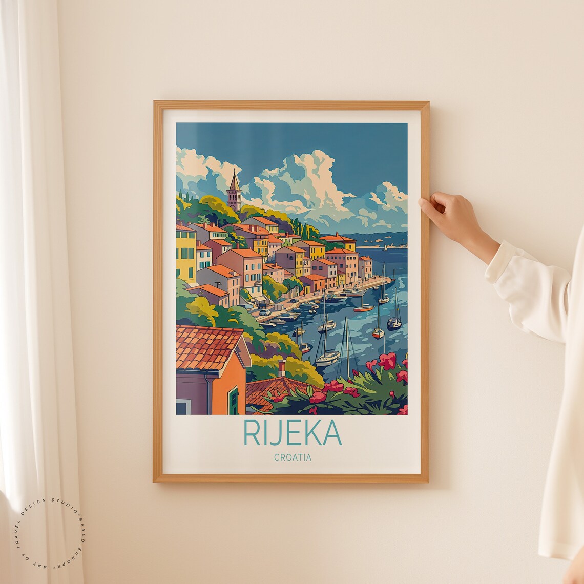 Rijeka Croatia Old Harbor Sailboats Seaside Town Marina Poster - Image 2