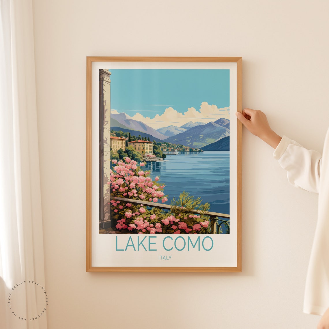 Lake Como Poster Lake Como Italy Wall Art Italy City Print Italy Vintage Birthday Gifts Personalised Travel Print - Image 2