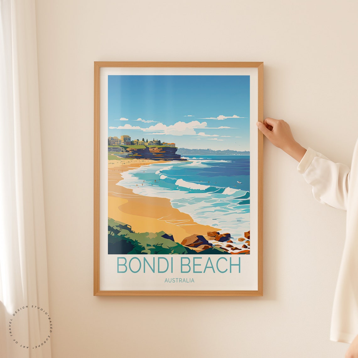 Bondi Beach Australia Surf Waves And Sandstone Cliffs Poster - Image 2
