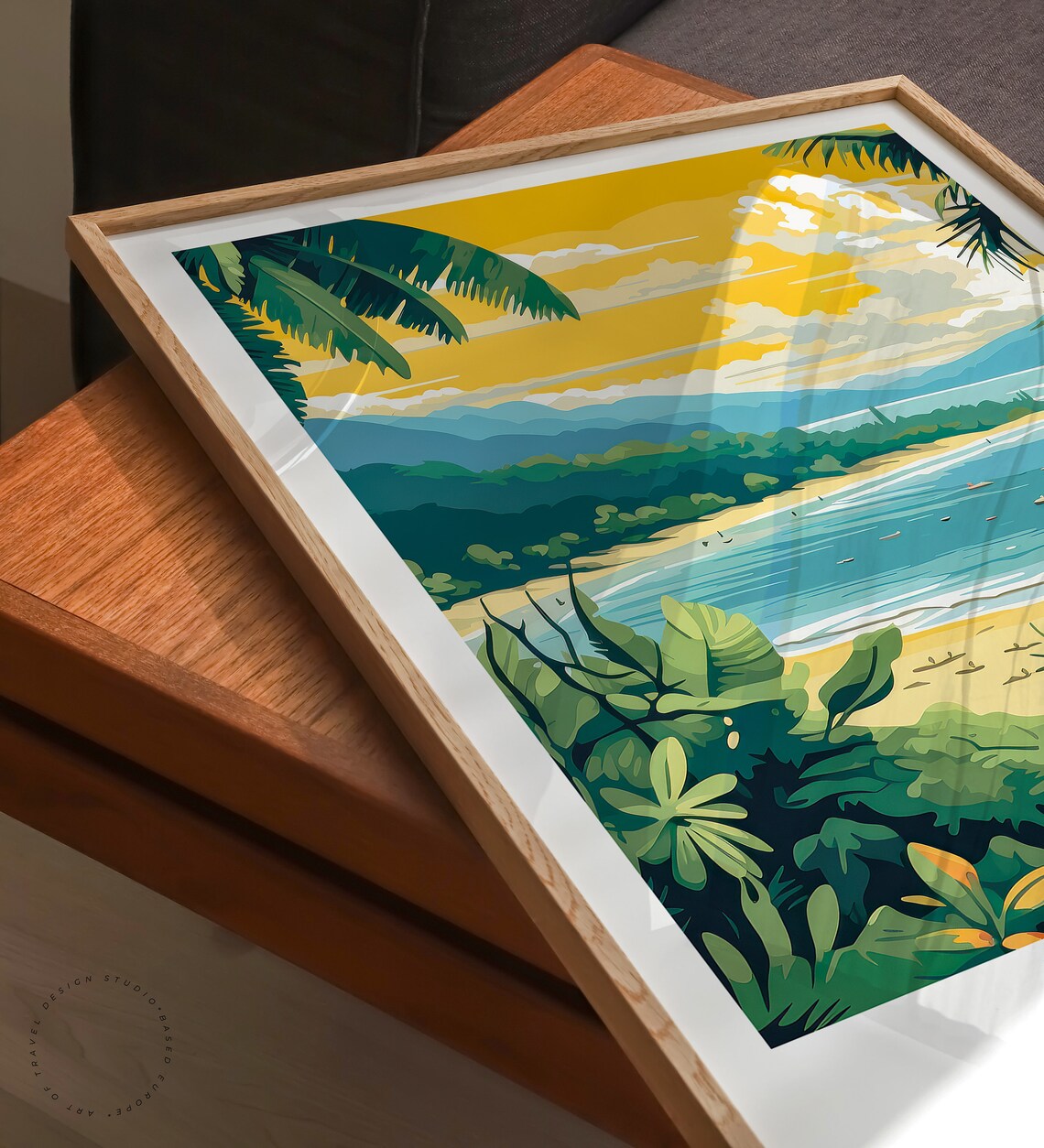 Jamaica Caribbean Golden Sunset Bay Beach Palm Travel Poster - Image 3
