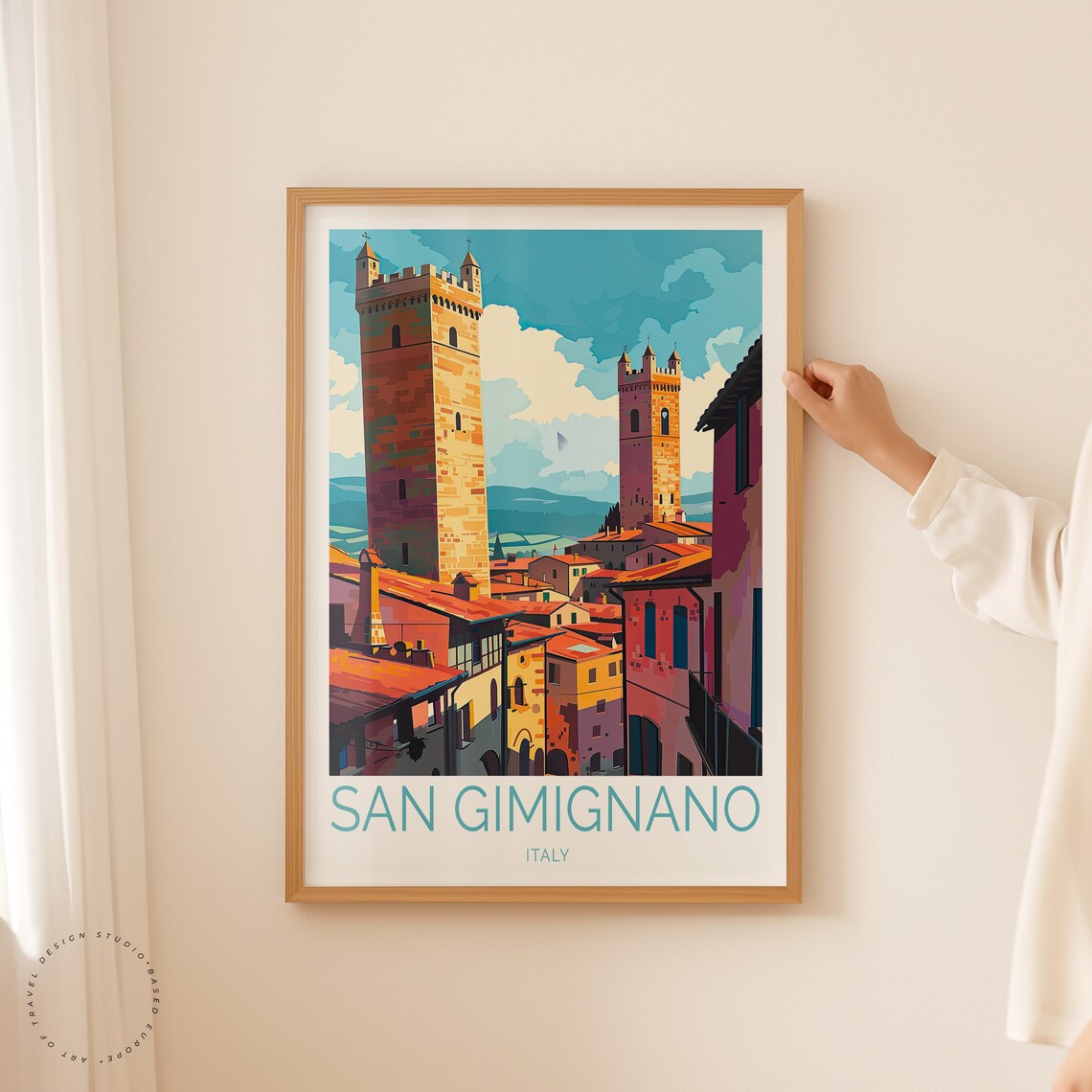 San Gimignano Travel Poster, Italy City Print - Image 2