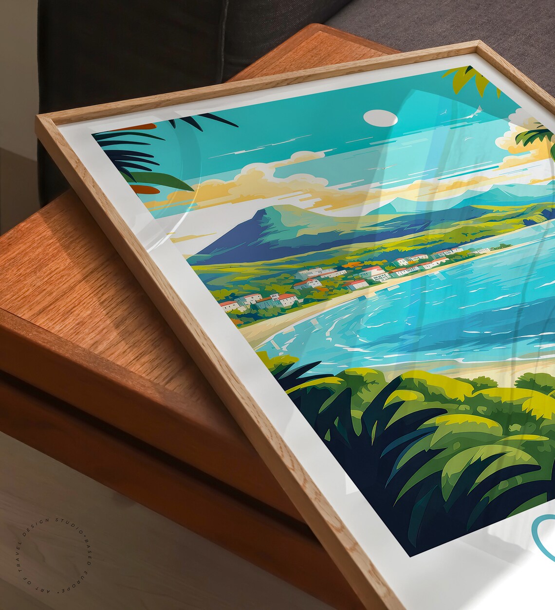 Grenada Caribbean Curved Beach Turquoise Bay Retro Travel Poster - Image 3