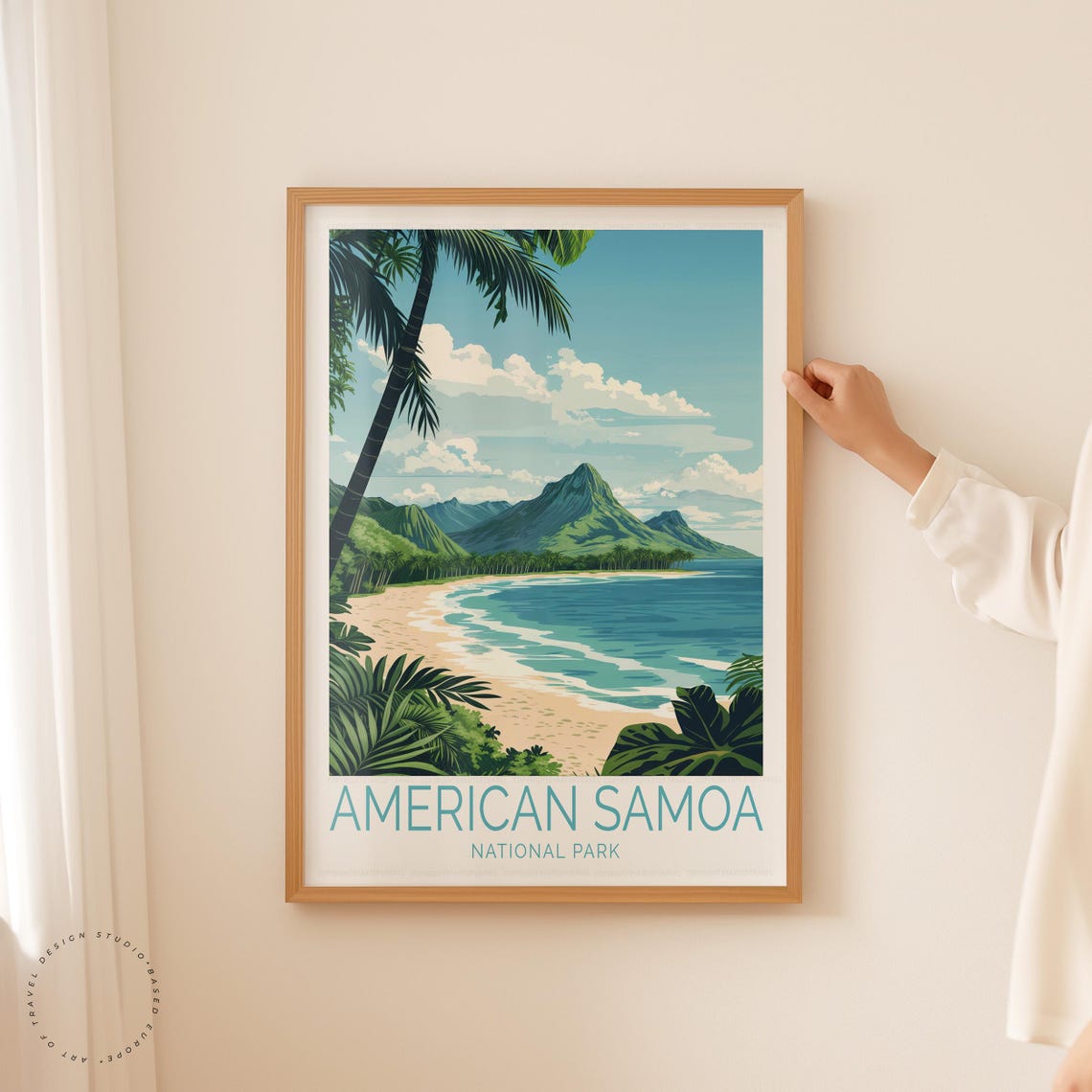 American Samoa National Park Beach Leaning Palm Turquoise Sea Poster - Image 5