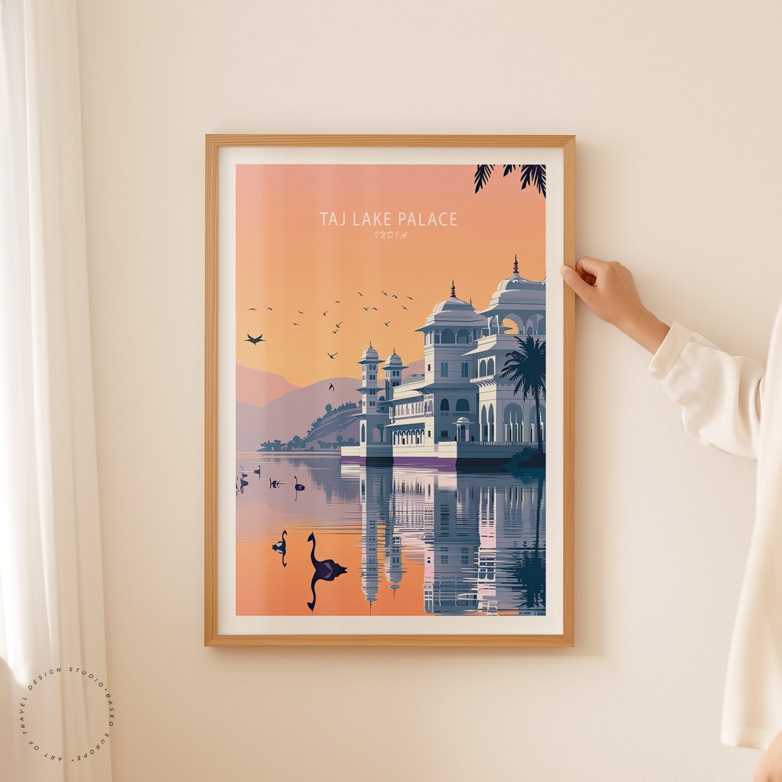 Taj Lake Palace Udaipur India Sunset Golden Lake Reflection Poster - Image 2