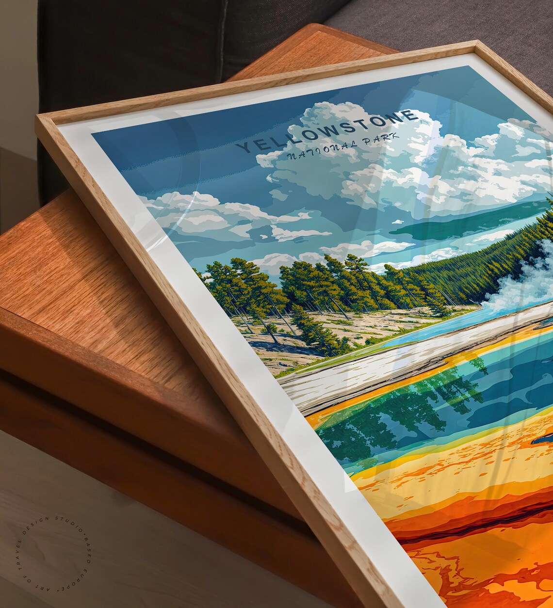 Yellowstone Grand Prismatic Wide Vista Drama Sky Lettering Poster - Image 3