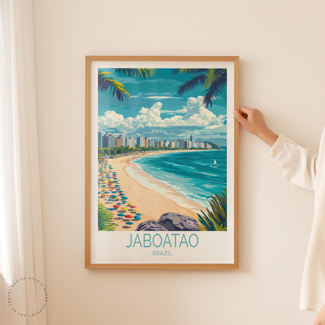 Jaboatao Brazil Tropical Beach Rainbow Umbrellas Summer Travel Poster - Image 2