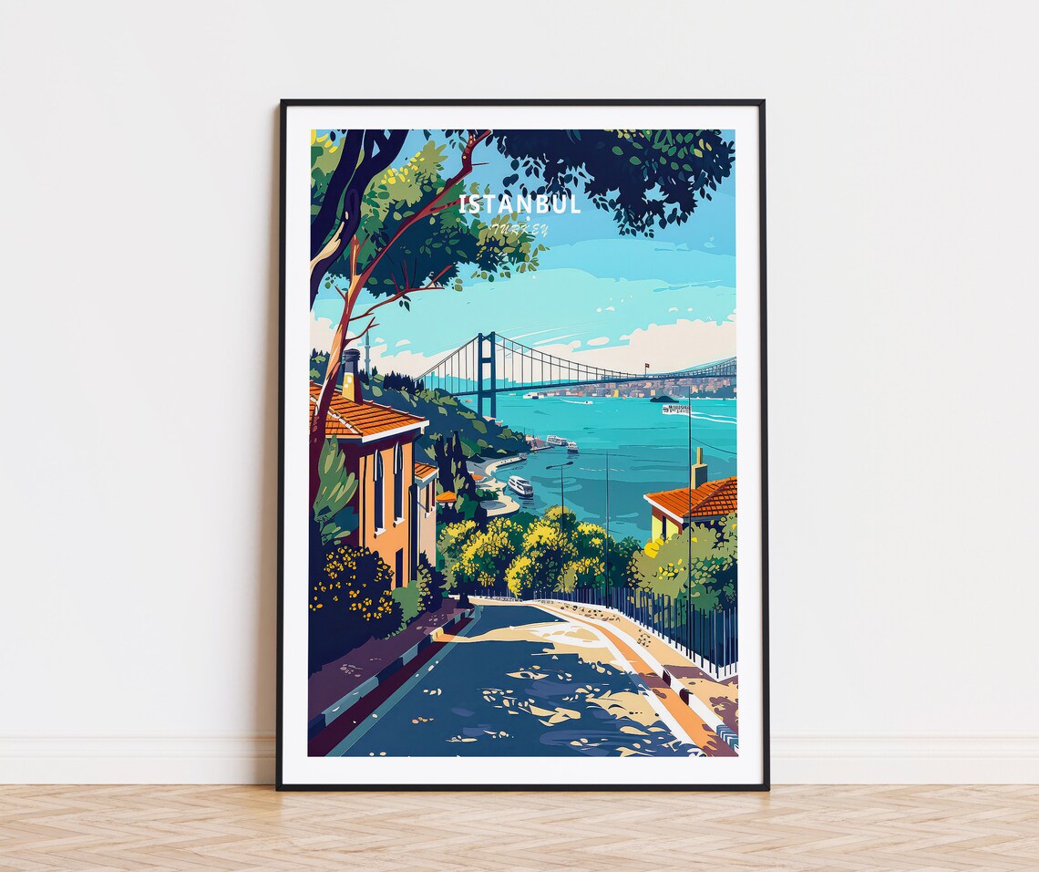 Istanbul Turkey Bosphorus Bridge Street View Sea Vista Poster
