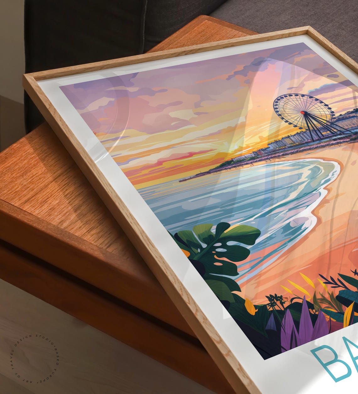 Barry Island Wales Sunset Beach Ferris Wheel Seaside Travel Poster - Image 3