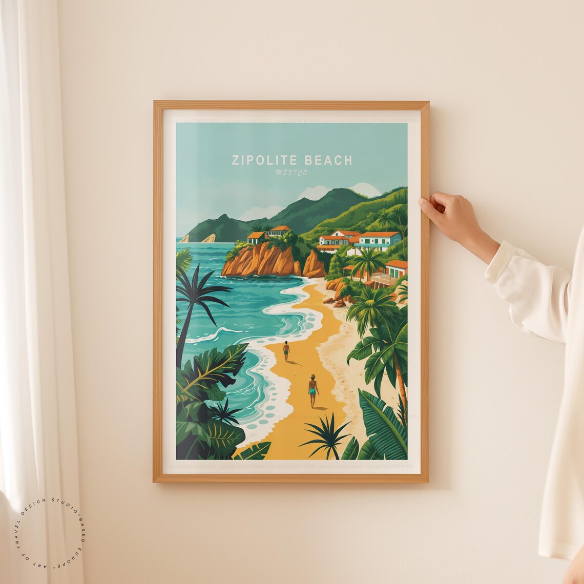 Zipolite Beach Mexico Tropical Shoreline Golden Sand Travel Poster - Image 5