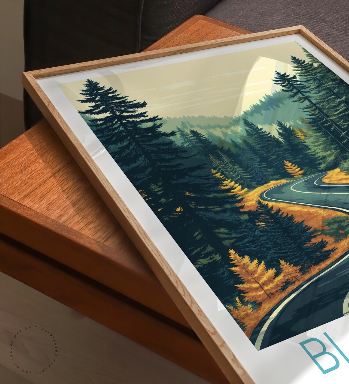 Black Forest Germany Curvy Forest Road Golden Pines Travel Poster - Image 6