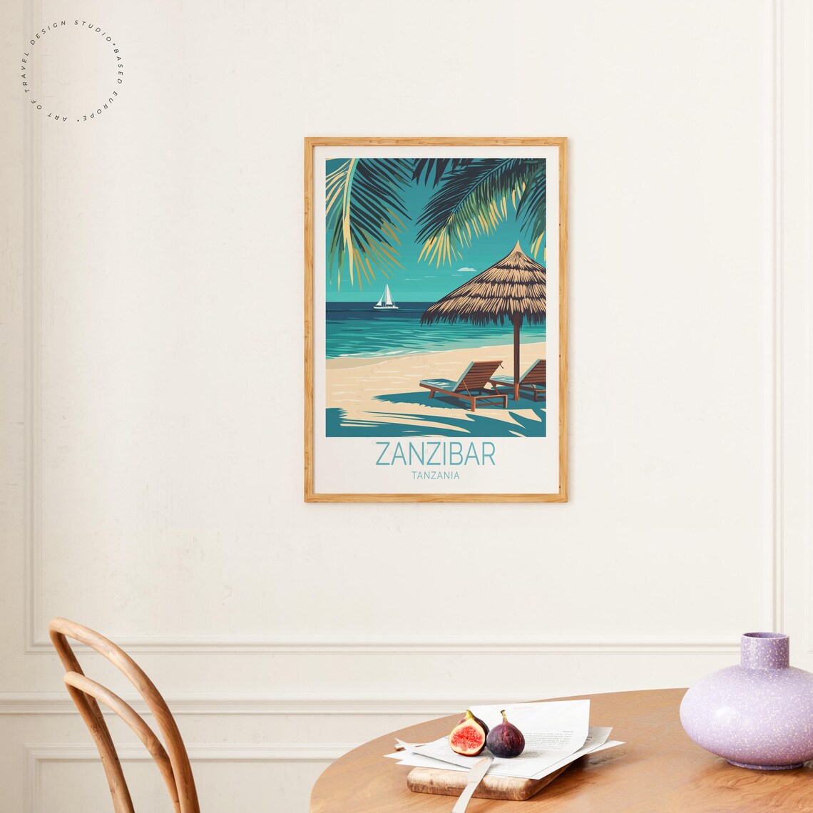 Zanzibar Tanzania Tropical Beach Palapa Sailboat Turquoise Sea Poster - Image 4