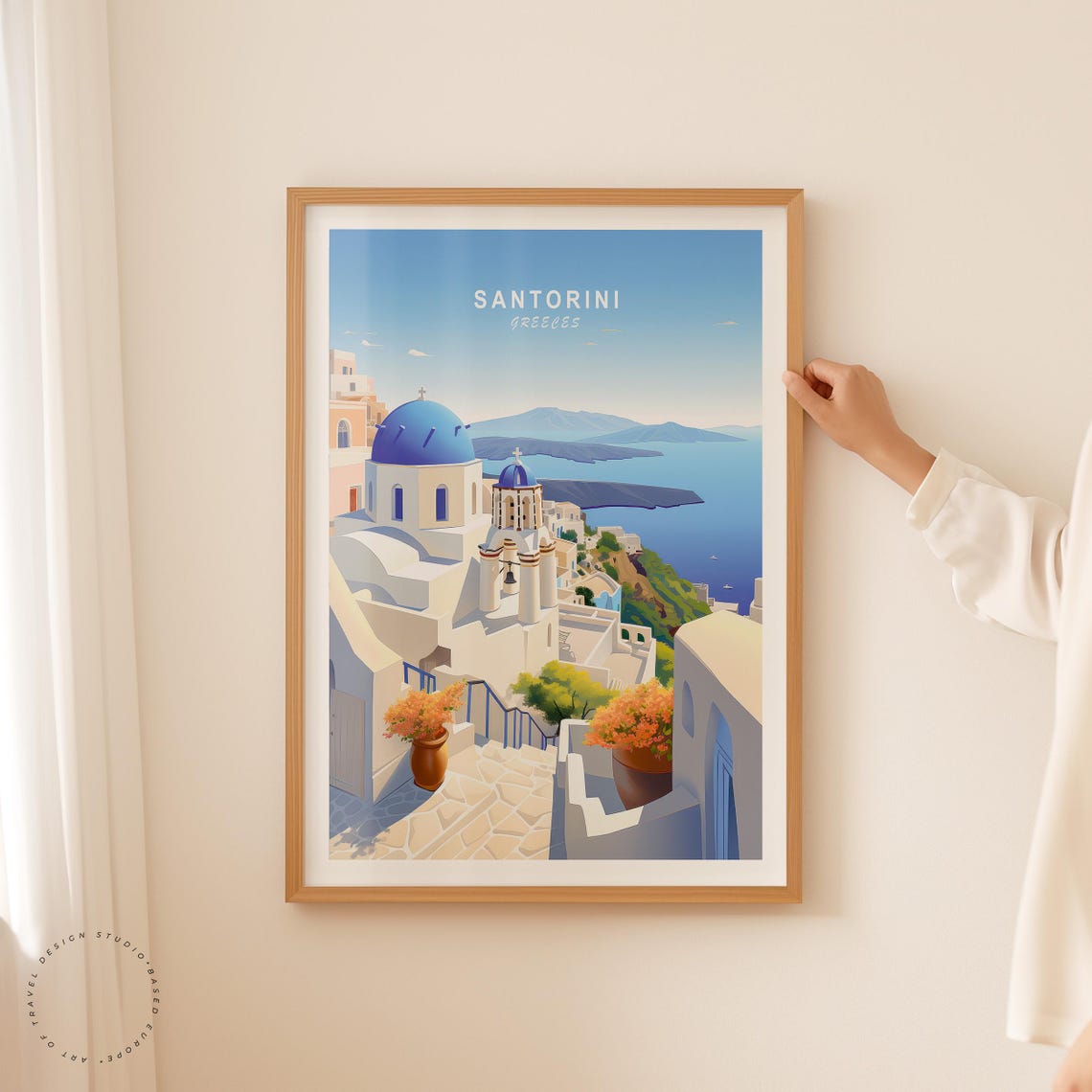 Santorini Greece Oia Blue Domes Aegean Caldera Scenic Travel Poster - Image 2