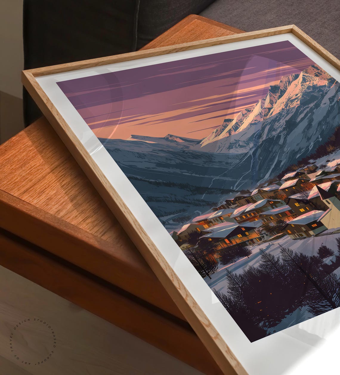 Saas Fee Switzerland Alpine Valley Village Winter Twilight Poster - Image 6