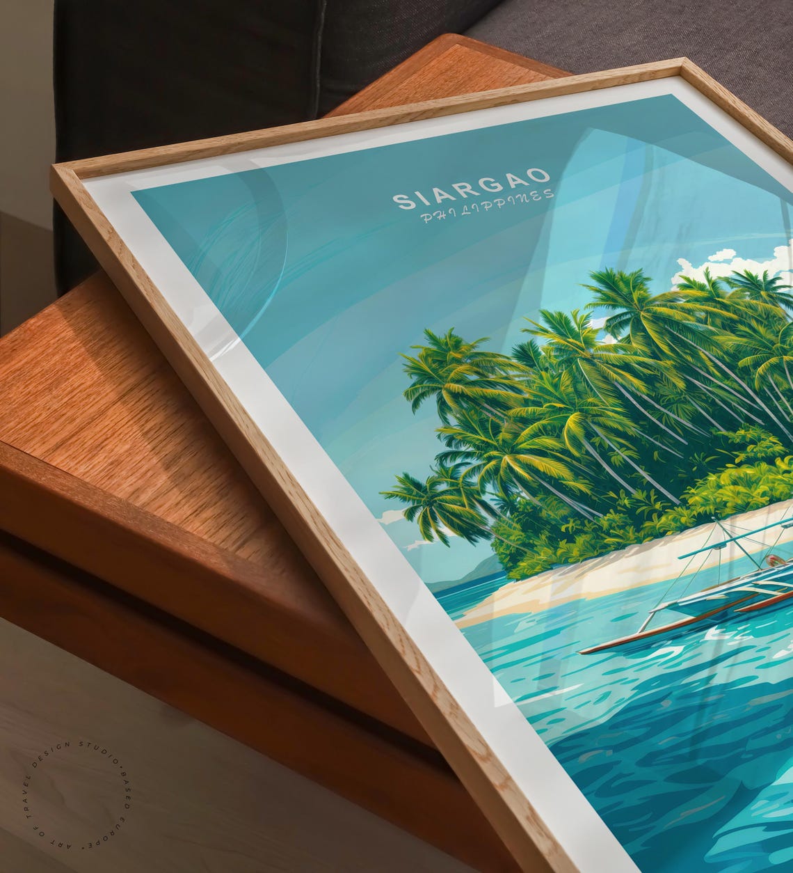 Siargao Philippines Palm Island Outrigger Boat Turquoise Sea Poster - Image 6
