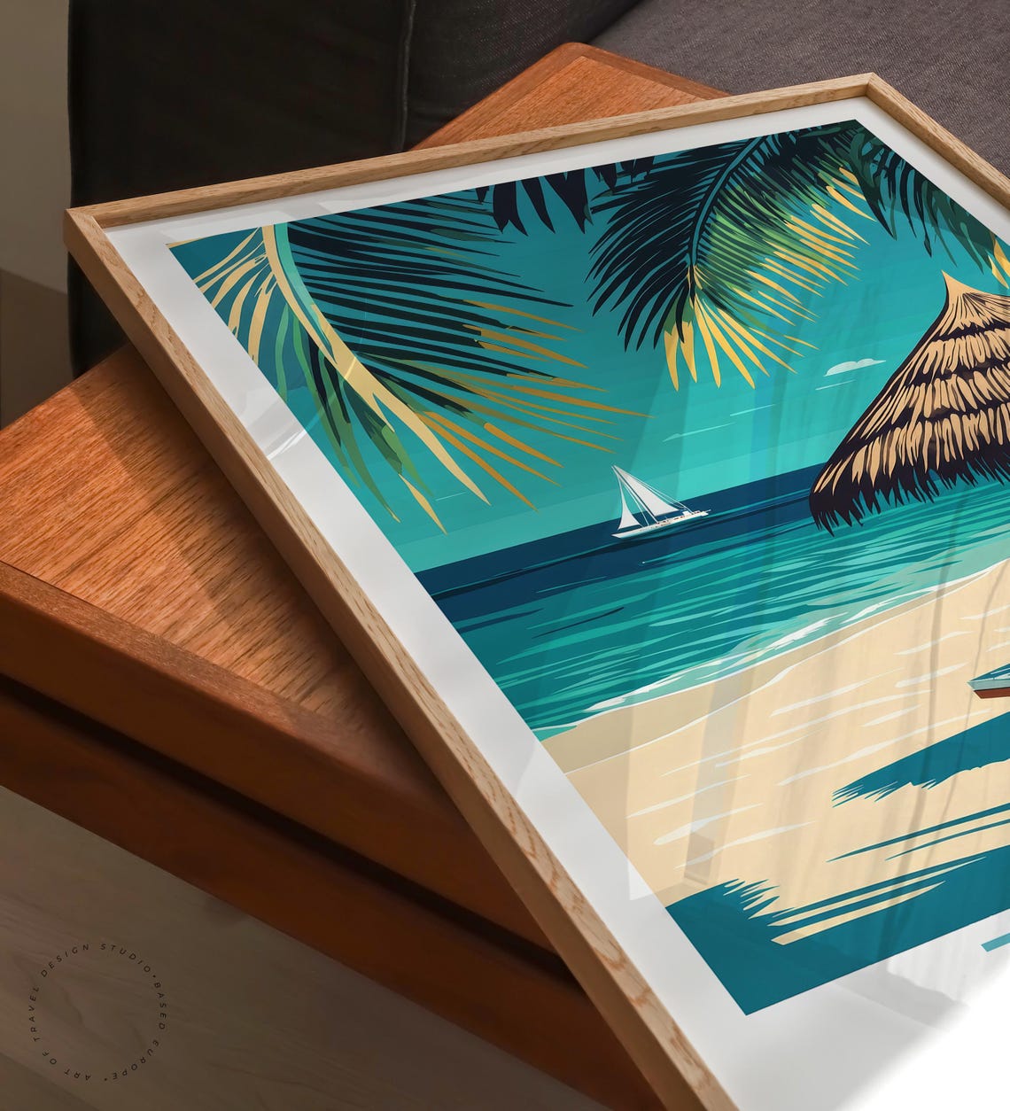 Zanzibar Tanzania Tropical Beach Palapa Sailboat Turquoise Sea Poster - Image 6