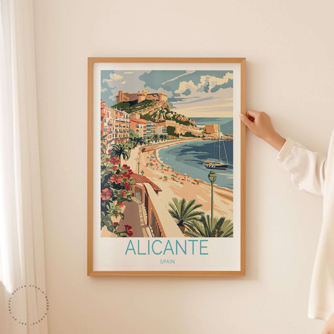 Alicante Spain Santa Barbara Castle Hill Above Sunny Beach Poster - Image 2