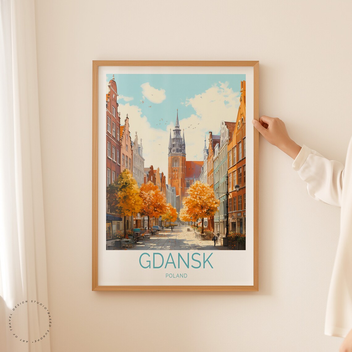 Gdansk Poland Old Town Autumn Street Vintage Style Travel Poster - Image 2