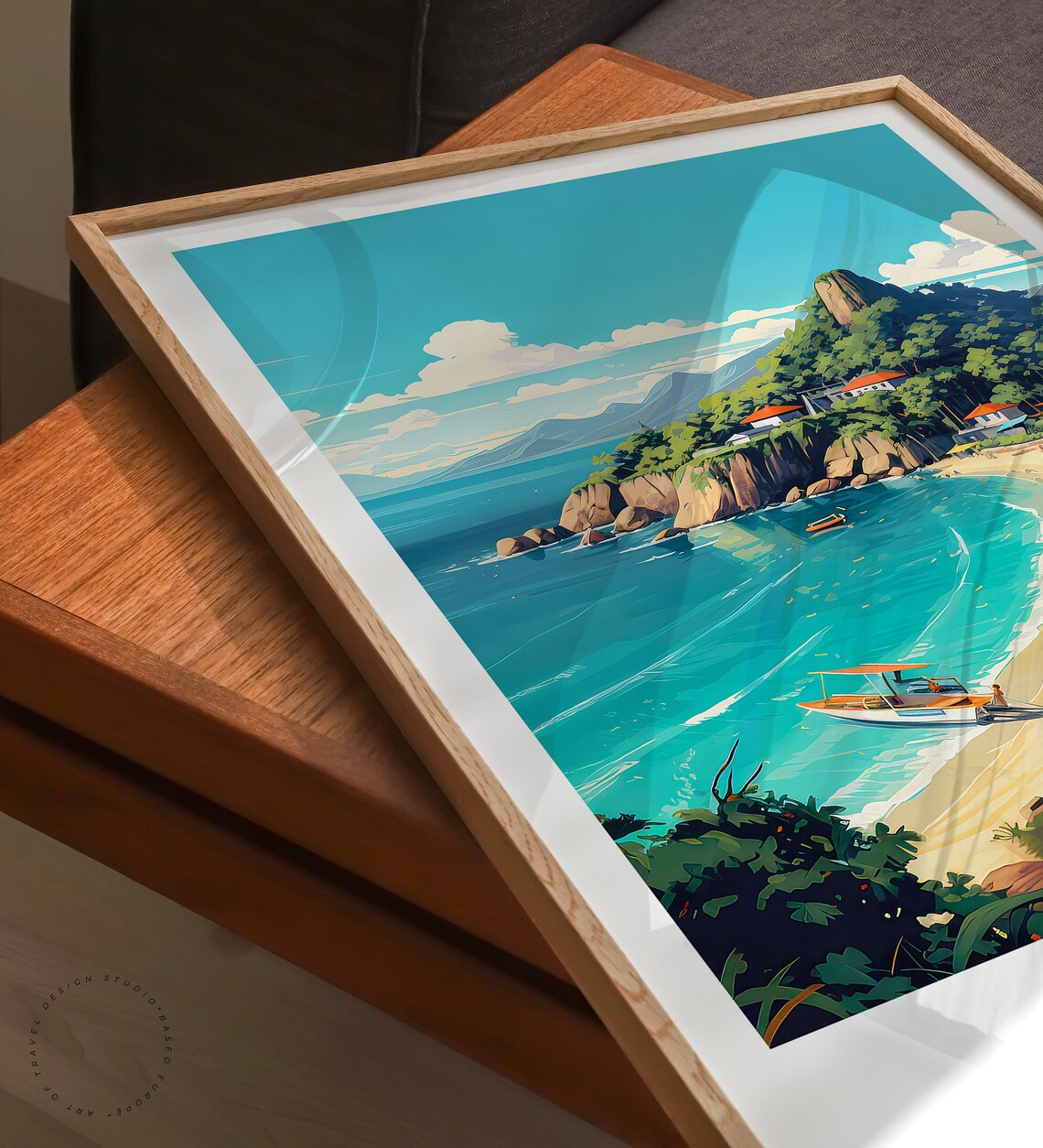 Ko Tao Thailand Tropical Cove Beach Boats Vintage Travel Poster - Image 3