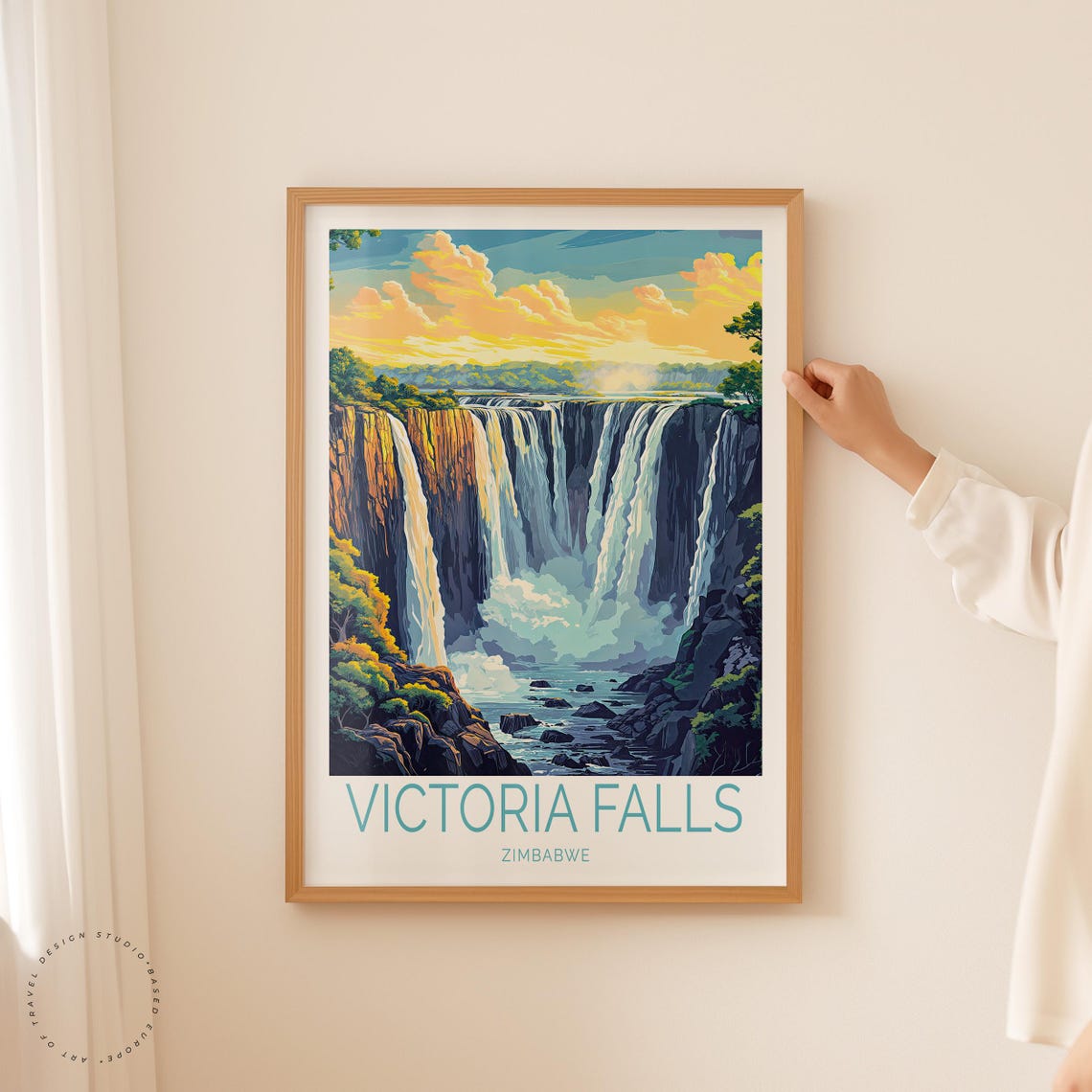 Victoria Falls Zimbabwe Thundering Waterfall at Sunset Poster - Image 2